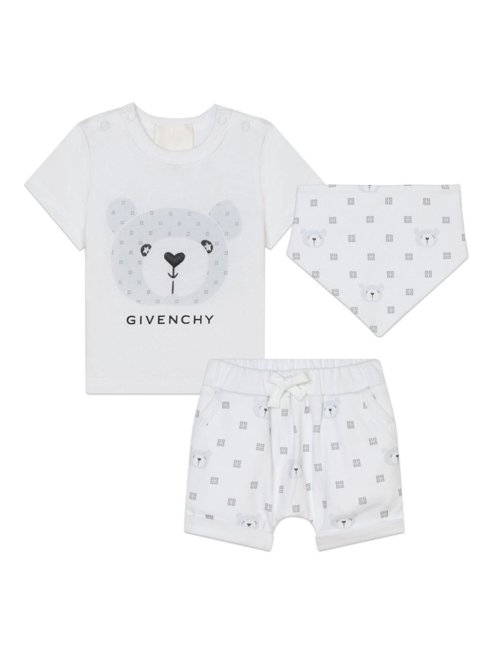 Givenchy Kids T-shirt shorts en slabbetje Wit