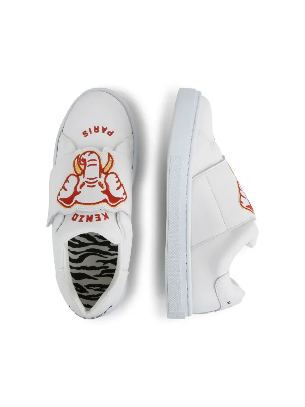 Kenzo Kids graphic-print touch-strap Sneakers | White | FARFETCH