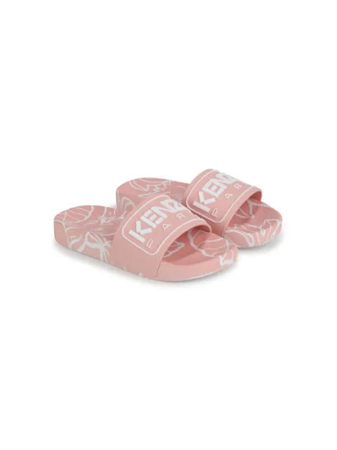 Kenzo Kids logo-embossed graphic-print slides