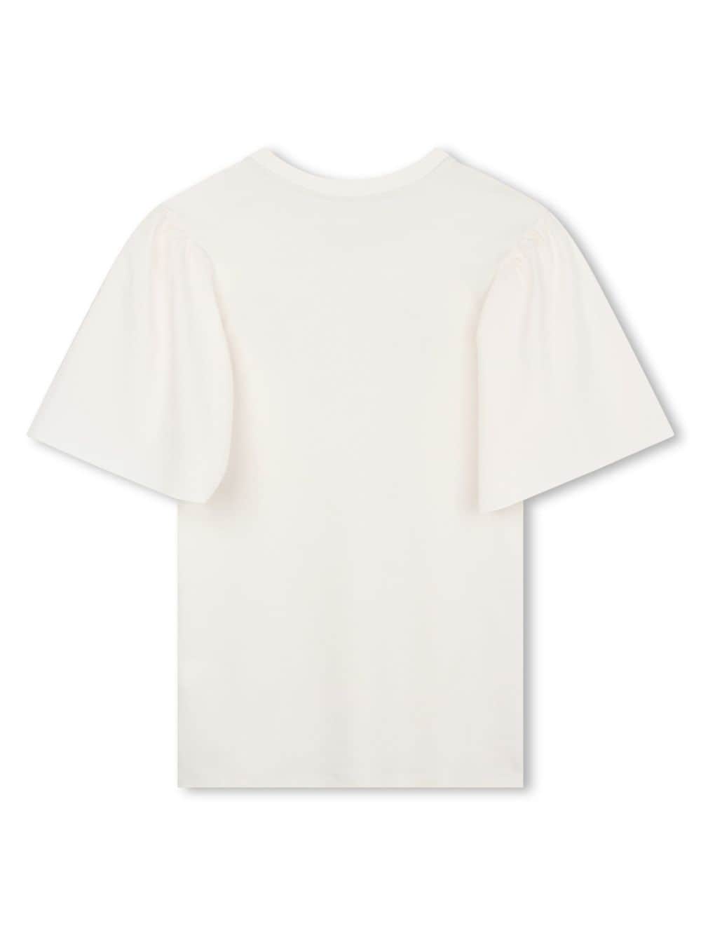 Shop Lanvin Enfant Wide-sleeve Cotton T-shirt In Neutrals
