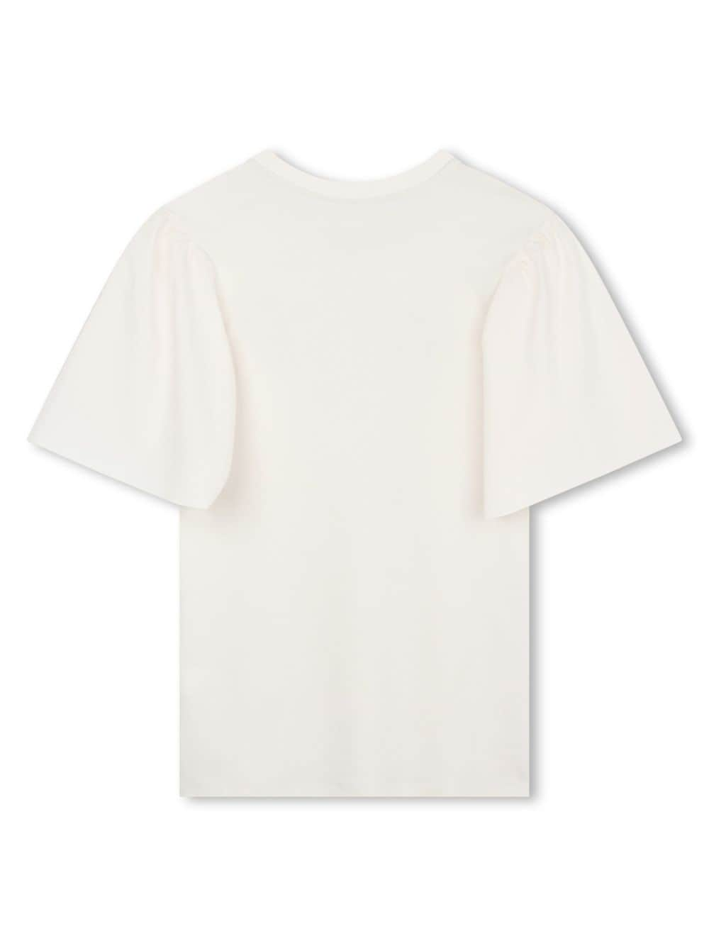 Lanvin Enfant Katoenen T-shirt met wijde pijpen Beige