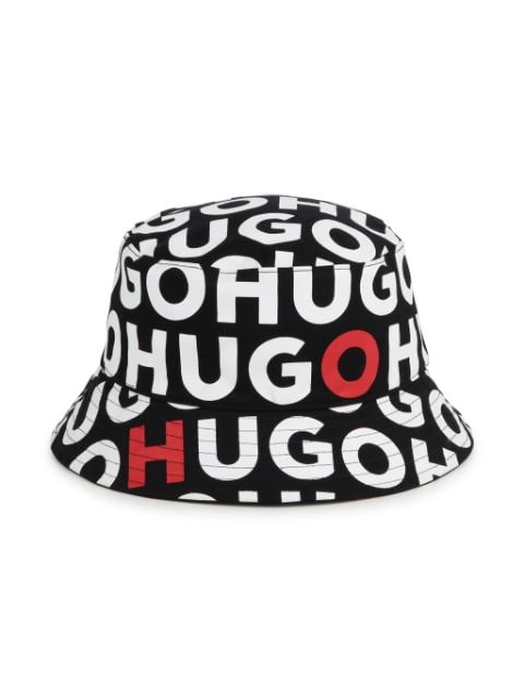 HUGO KIDS logo-print cotton bucket hat