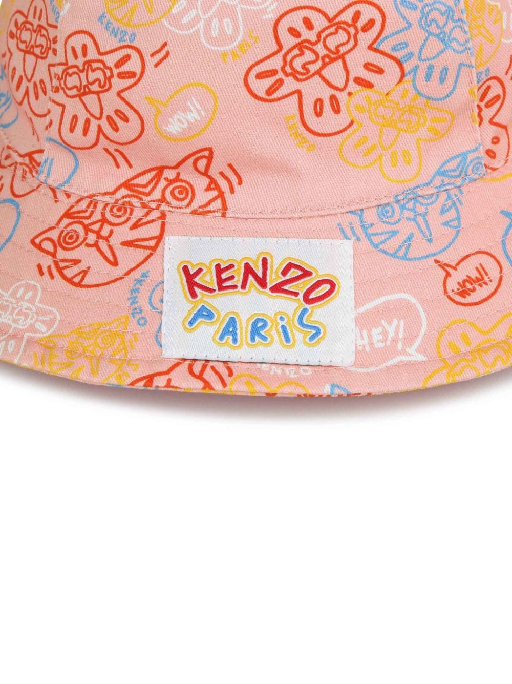 Shop Kenzo Graphic-print Cotton Bucket Hat In Neutrals
