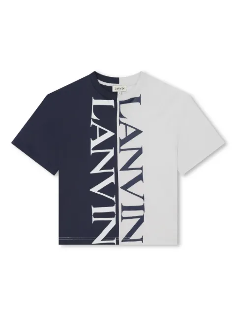 Lanvin Enfant logo-print two-tone cotton T-shirt