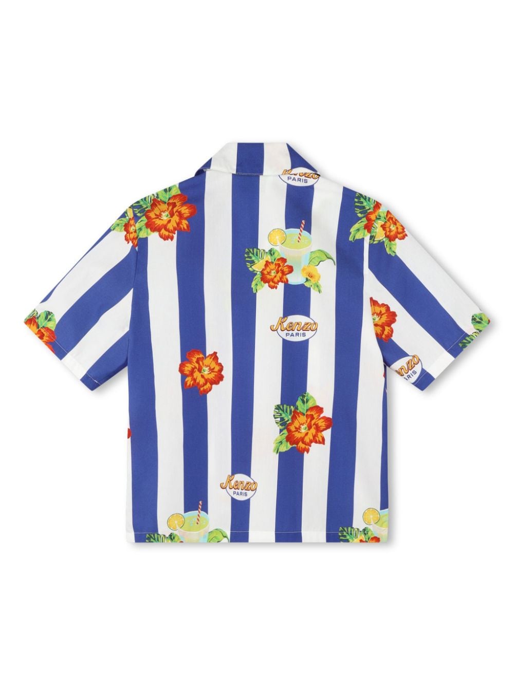 Image 2 of Kenzo Kids floral-print striped cotton shirt