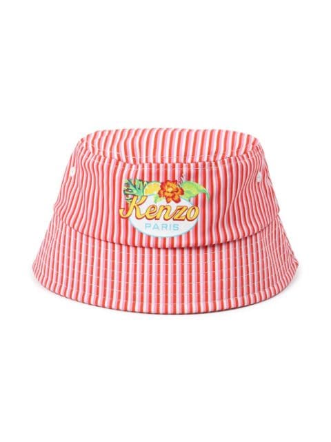 Kenzo Kids logo-print striped bucket hat 