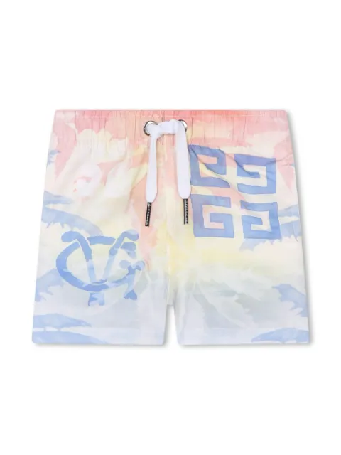 Givenchy Kids shorts de playa con estampado gráfico