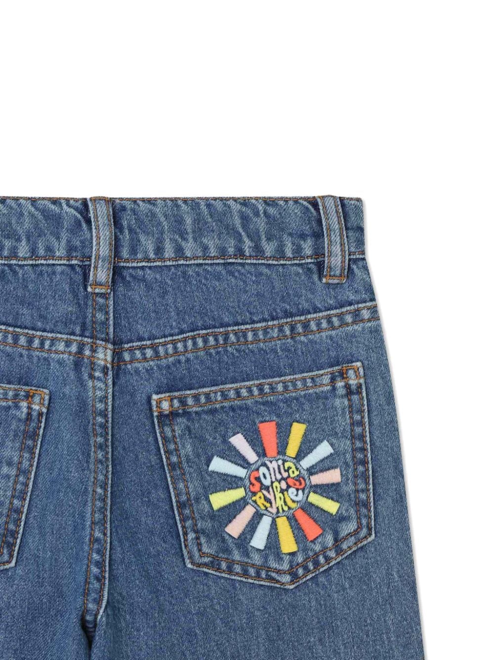 Shop Sonia Rykiel Enfant Embroidered Straight-leg Jeans In Blue