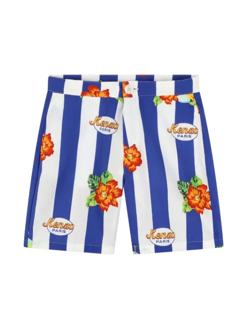 Kenzo Kids logo-print striped cotton shorts
