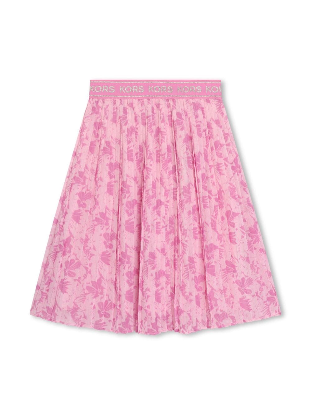 Michael Kors Kids' Floral-print Pleated Midi Skirt In Pink