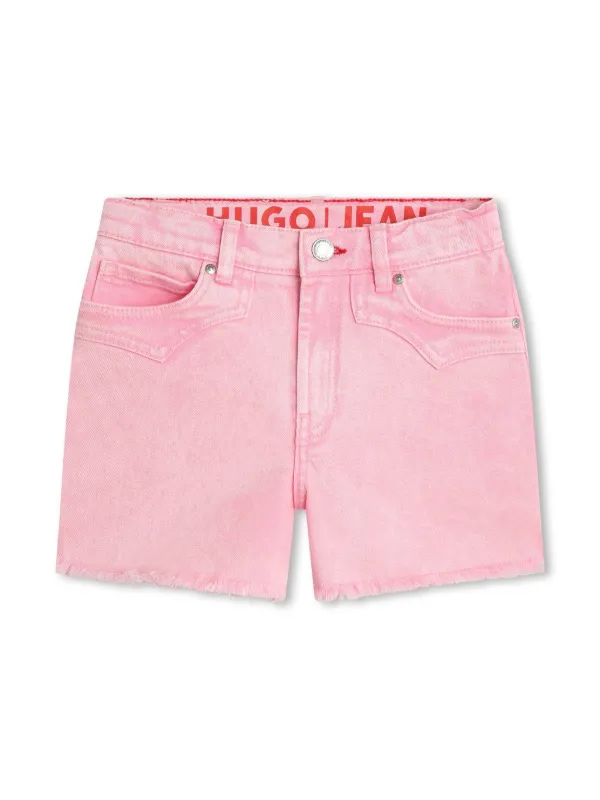 HUGO KIDS frayed-hem Denim Shorts Pink FARFETCH PH