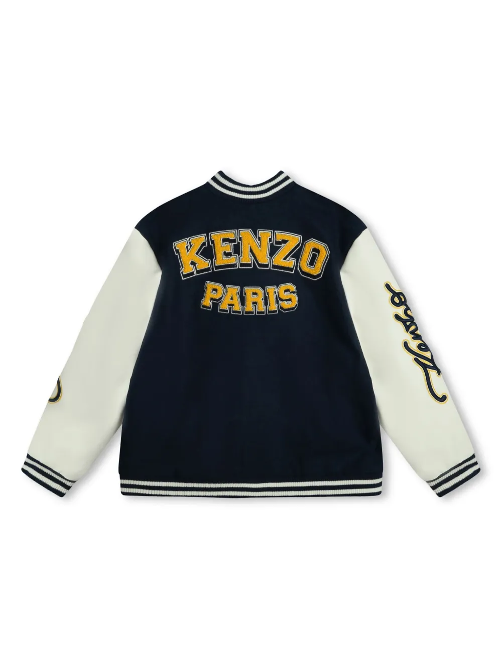 Shop Kenzo Logo-appliqué Colour-block Bomber Jacket In Blue