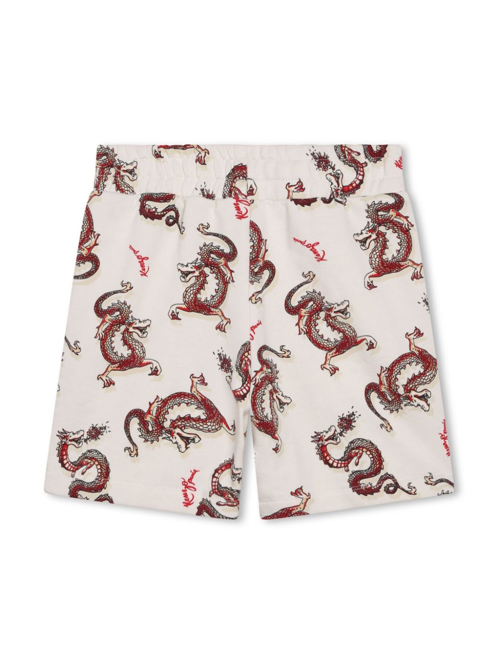 Shop Kenzo Dragon-print Cotton Shorts In White