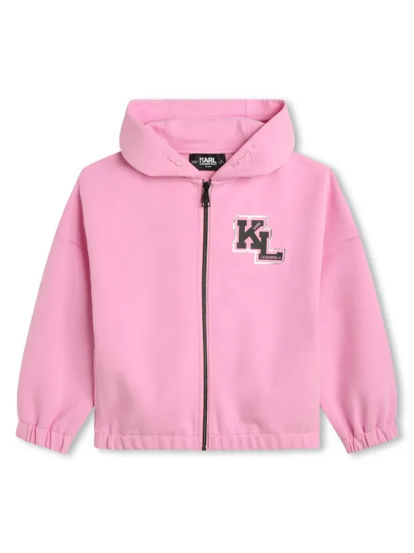 Karl Lagerfeld Kids logo print Zipped Hoodie Pink FARFETCH TR