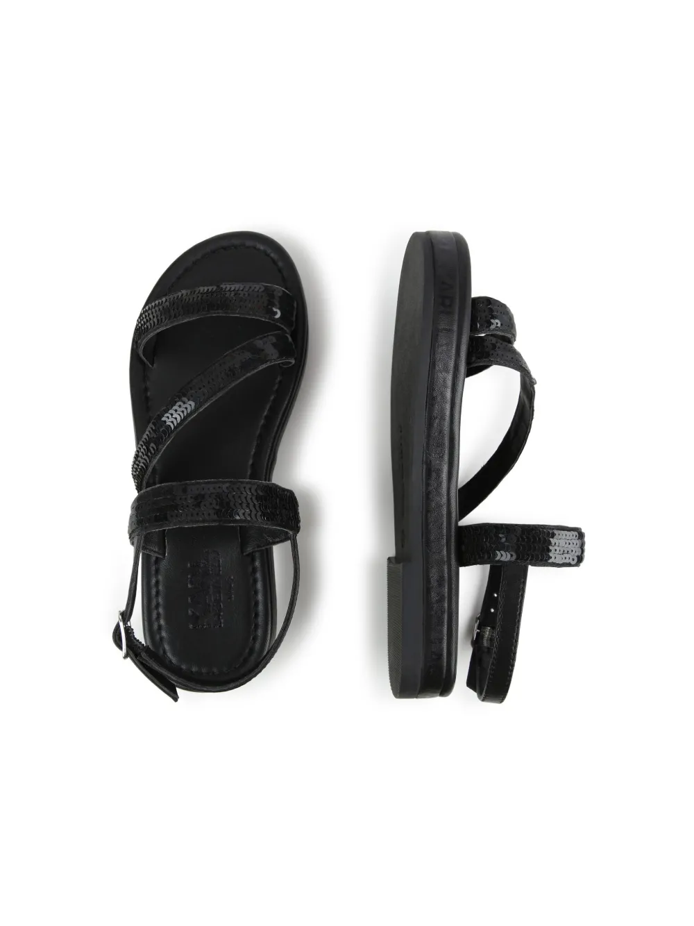 Shop Karl Lagerfeld Sequin-embellished Slingback Sandals In Black