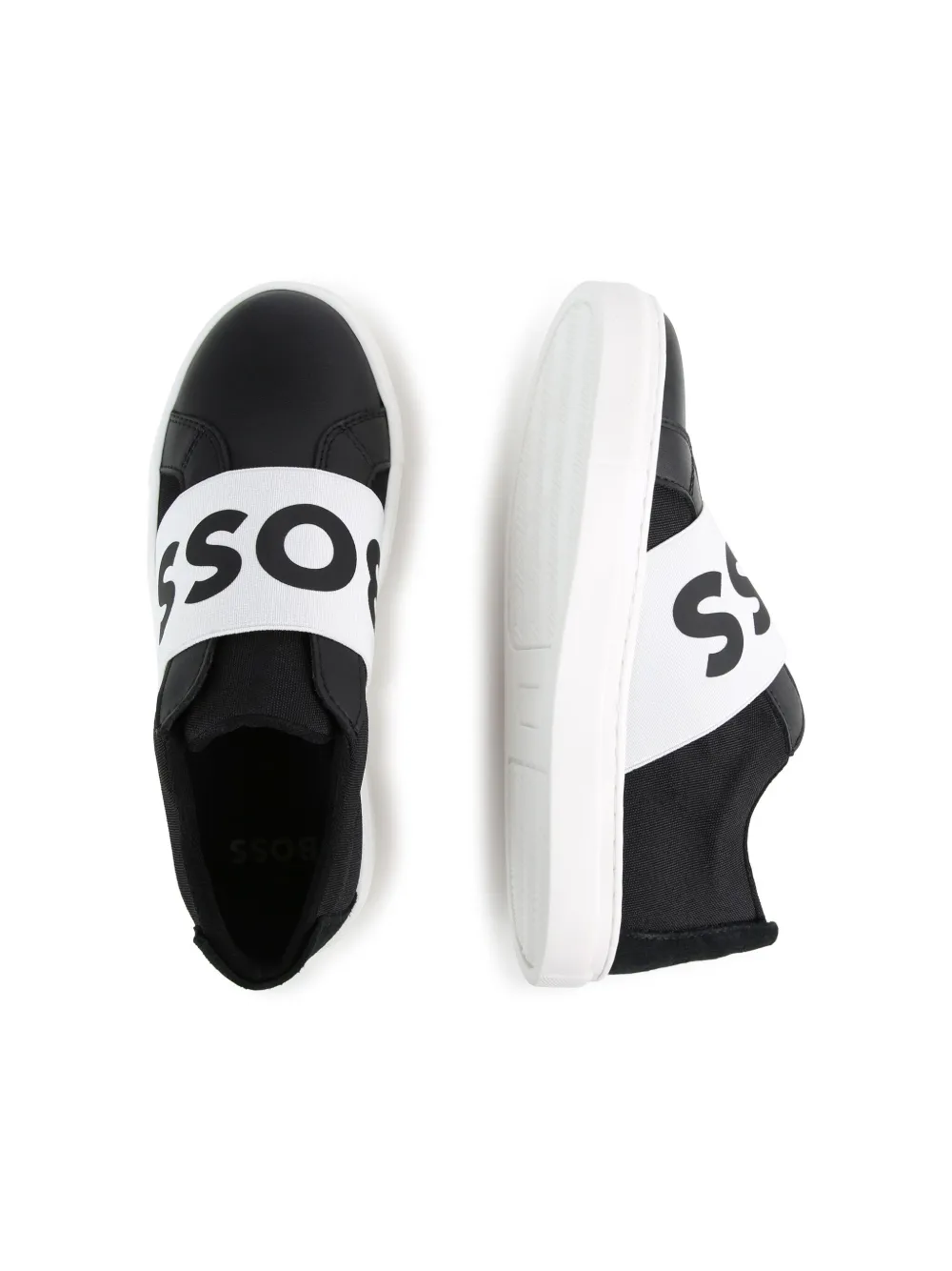 Shop Bosswear Logo-print Leather Sneakers In Black