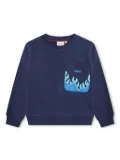 HUGO KIDS flame-print long-sleeve sweatshirt - Blue