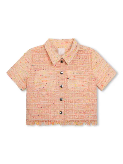 Givenchy Kids 4G-motif short-sleeve tweed shirt