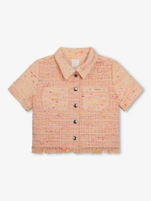 Givenchy Kids 4G-motif short-sleeve tweed shirt