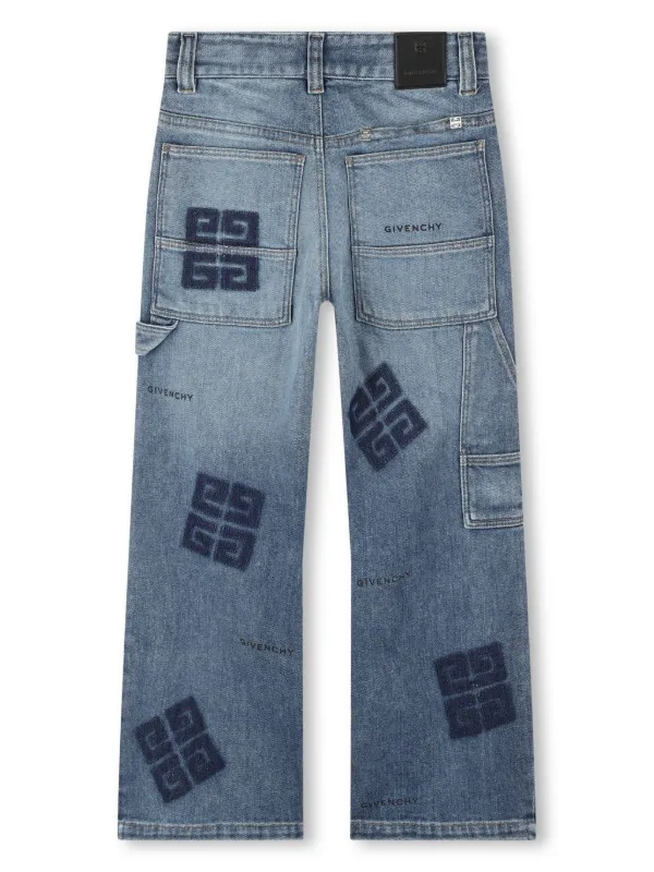 Givenchy Kids 4G-print straight-leg Jeans | Blue | FARFETCH
