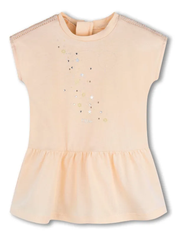 chloe kids logo embroidered dress CHLOE DRESS, FALLEN FLOWER EMBROIDERY 2 main image 0