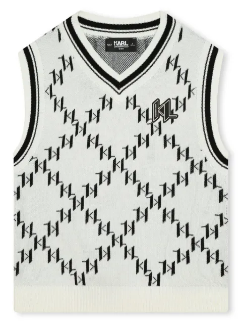 Karl Lagerfeld Kids monogram cotton knitted vest