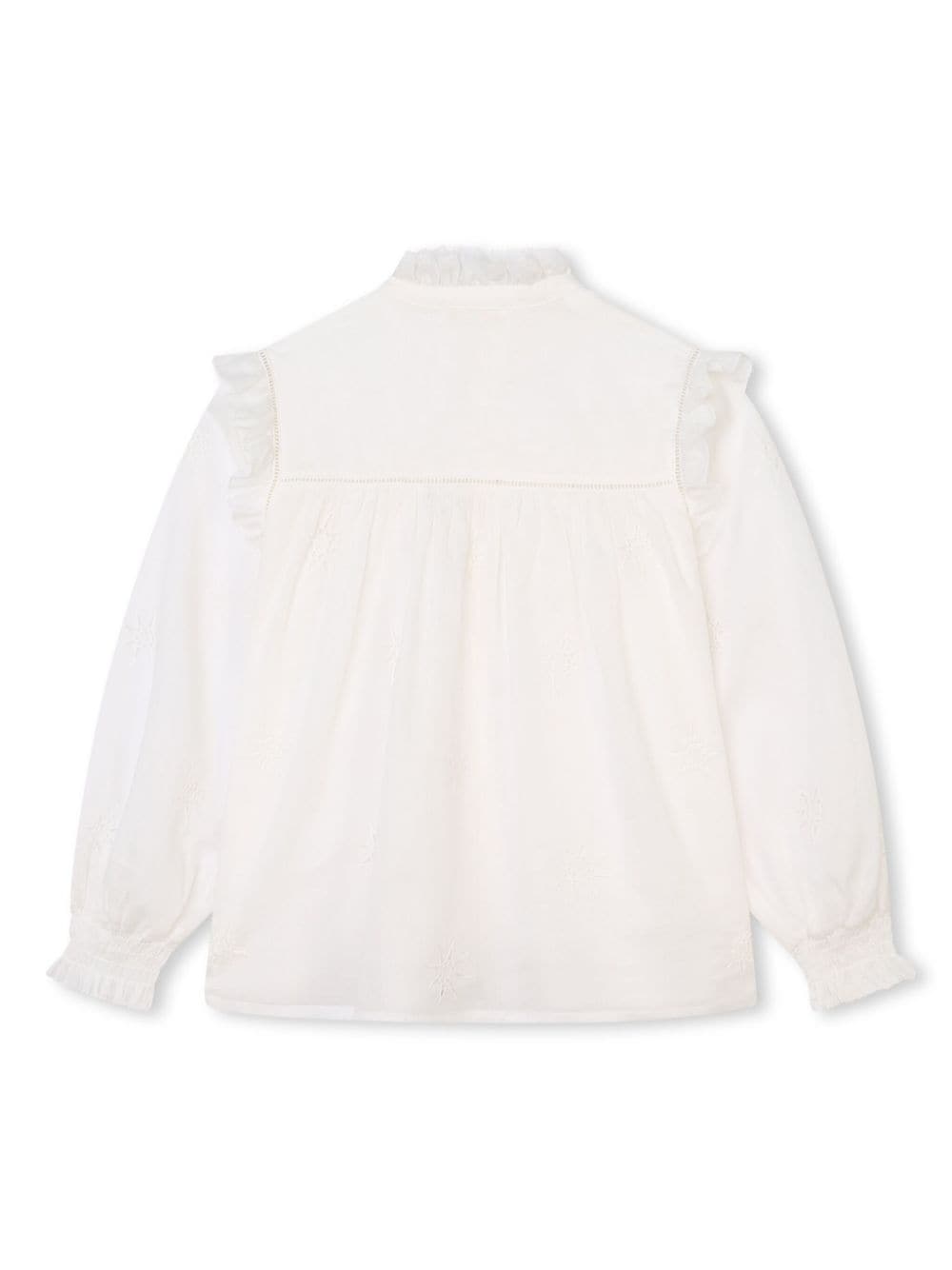 Shop Chloé Eyelet-detail Ruffled Shirt In White