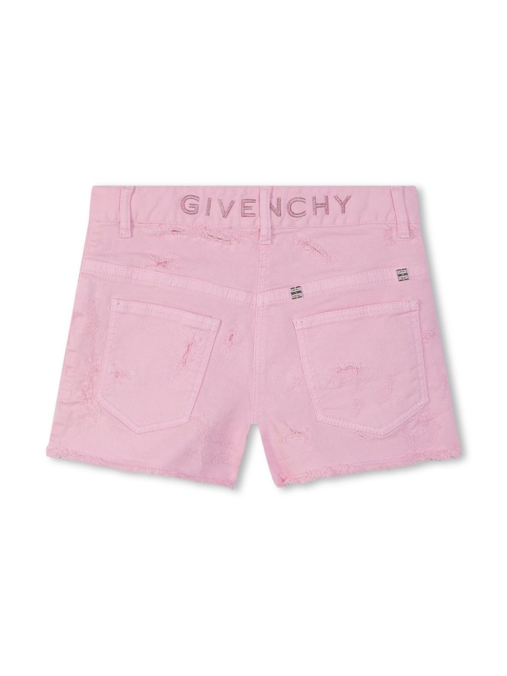 Shop Givenchy 4g-plaque Distressed-effect Shorts In Pink