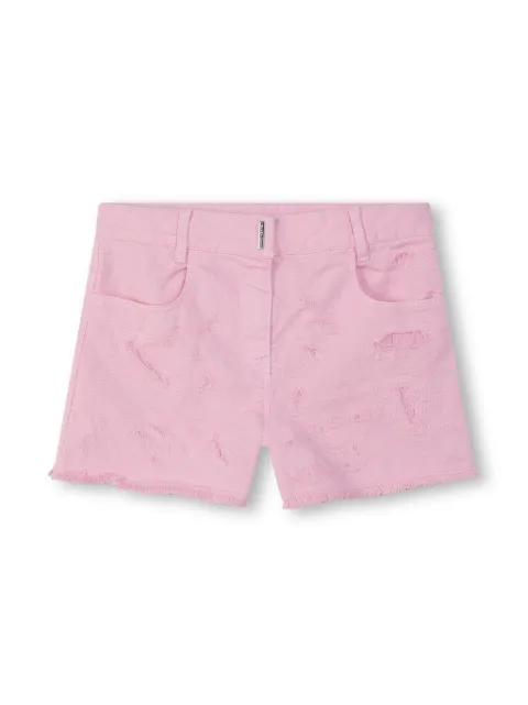 Givenchy Kids 4G-plaque distressed-effect shorts