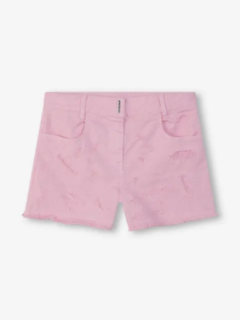 Givenchy Kids 4G-plaque distressed-effect shorts