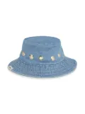 Chloé Kids eyelet-embellished denim bucket hat - Blue