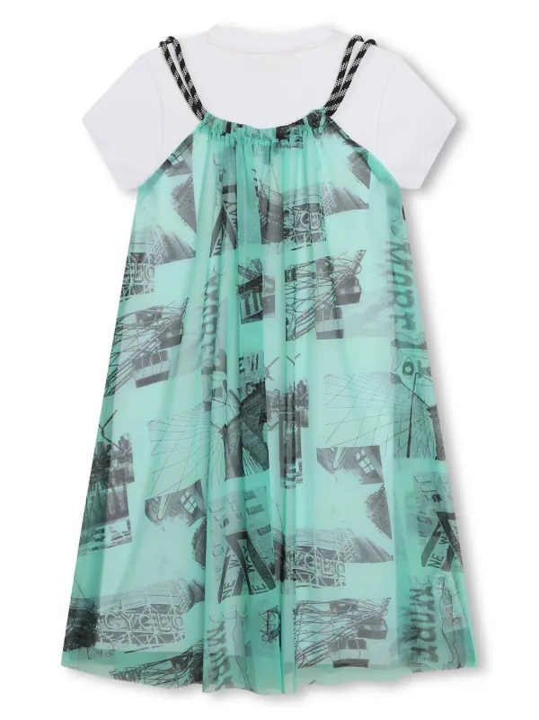 Dkny Kids graphic-print Layered A-line Dress | Green | FARFETCH