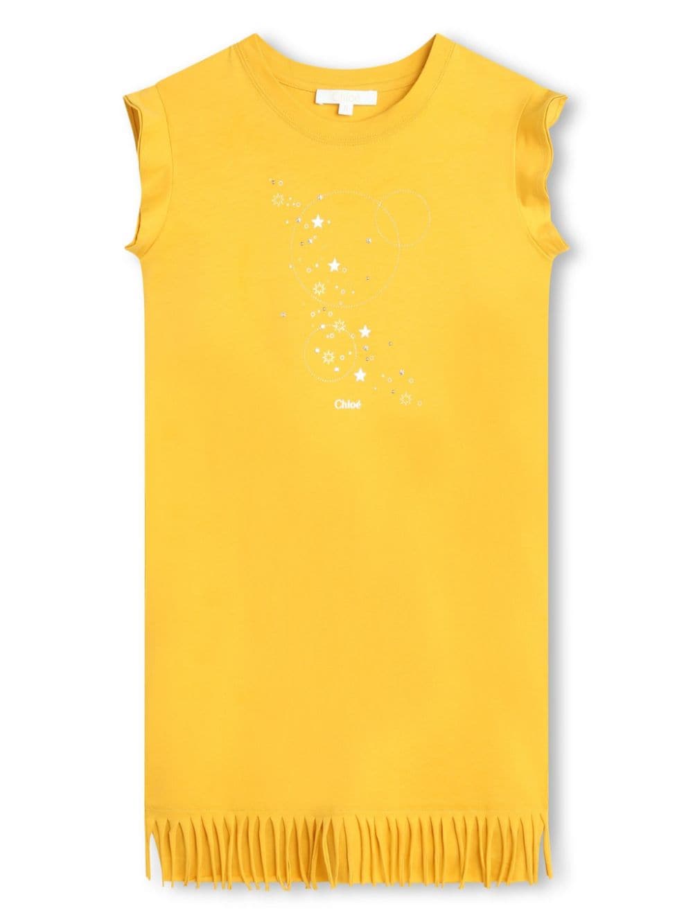 Chloé Kids' Graphic-print Organic Cotton Dress In Yellow