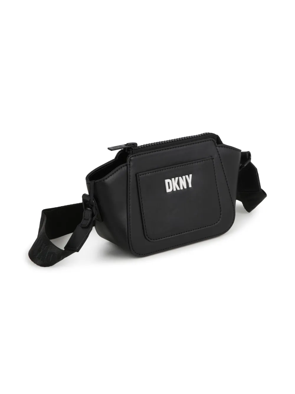 Shop Dkny Logo-embossed Faux-leather Crossbody Bag In Black