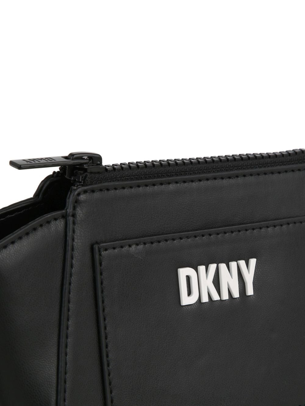 Shop Dkny Logo-embossed Faux-leather Crossbody Bag In Black