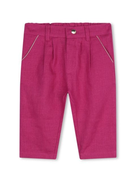 Chloé Kids logo-embroidered linen trousers