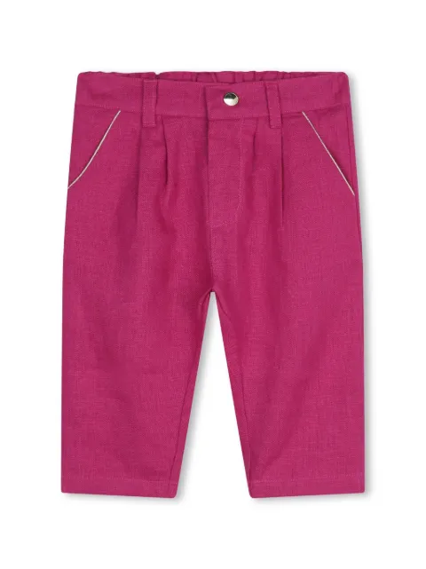 Chloé Kids logo-embroidered linen trousers