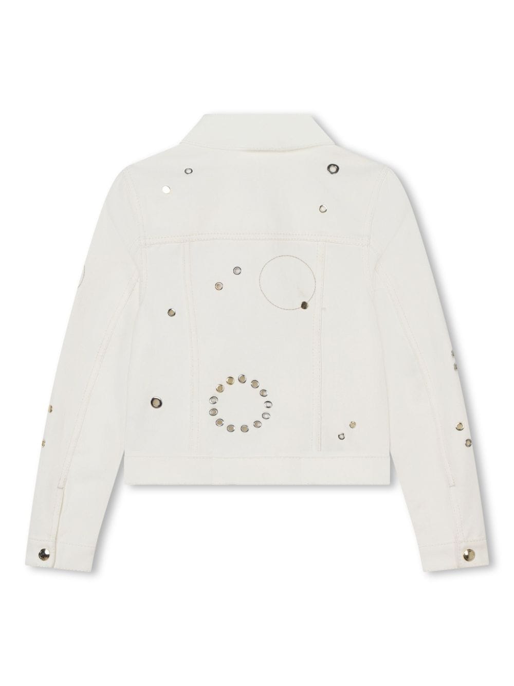 Shop Chloé Eyelet-embellished Denim Shirt Jacket In White