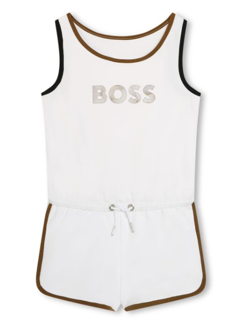 BOSS Kidswear logo-print cotton playsuit