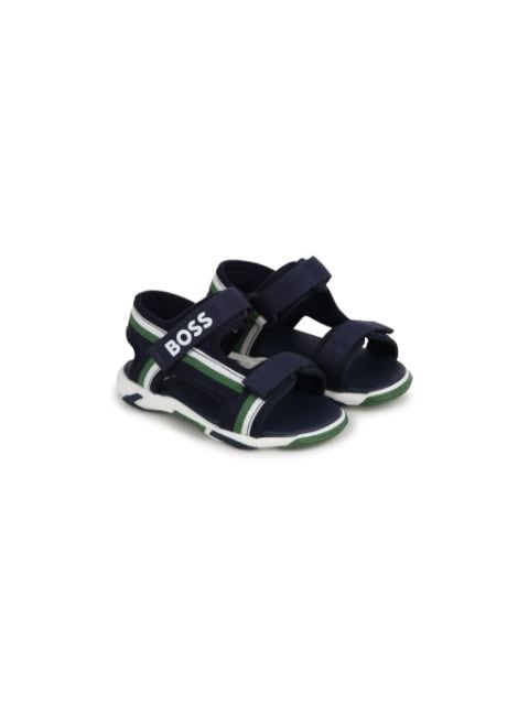 BOSS Kidswear stripe-detail touch-strap sandals 