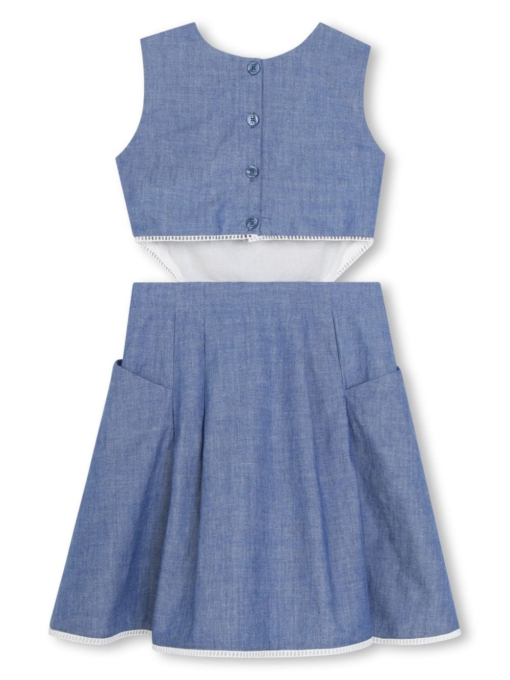 Shop Chloé Logo-embroidered Organic Cotton Dress In Blue
