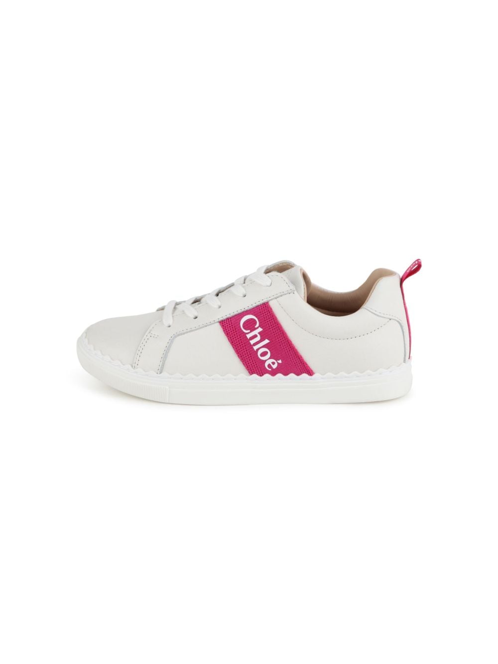 Shop Chloé Logo-print Leather Sneakers In White