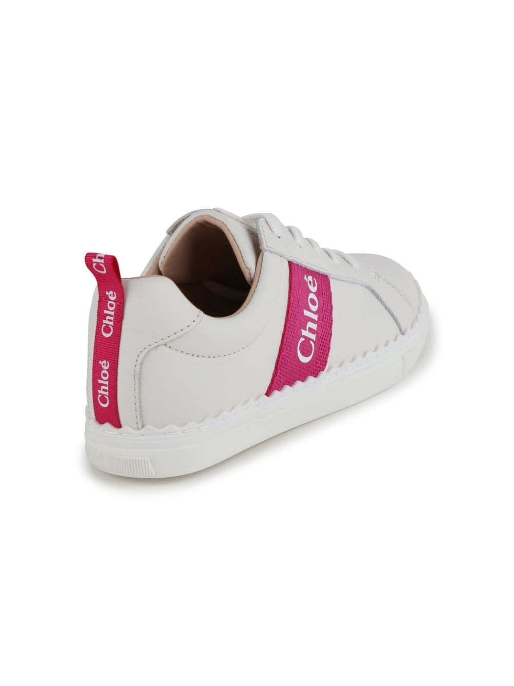 Shop Chloé Logo-print Leather Sneakers In White