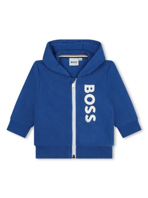 BOSS Kidswear logo-print zip-up hoodie