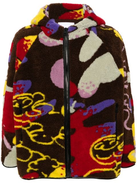Sunnei Whatever-print faux-shearling jacket 