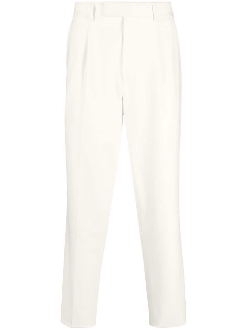 Zegna Pressed-crease Tailored Trousers In White