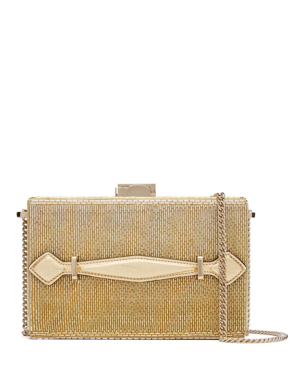 Oscar de la Renta Alibi bugle-bead clutch bag - Oro