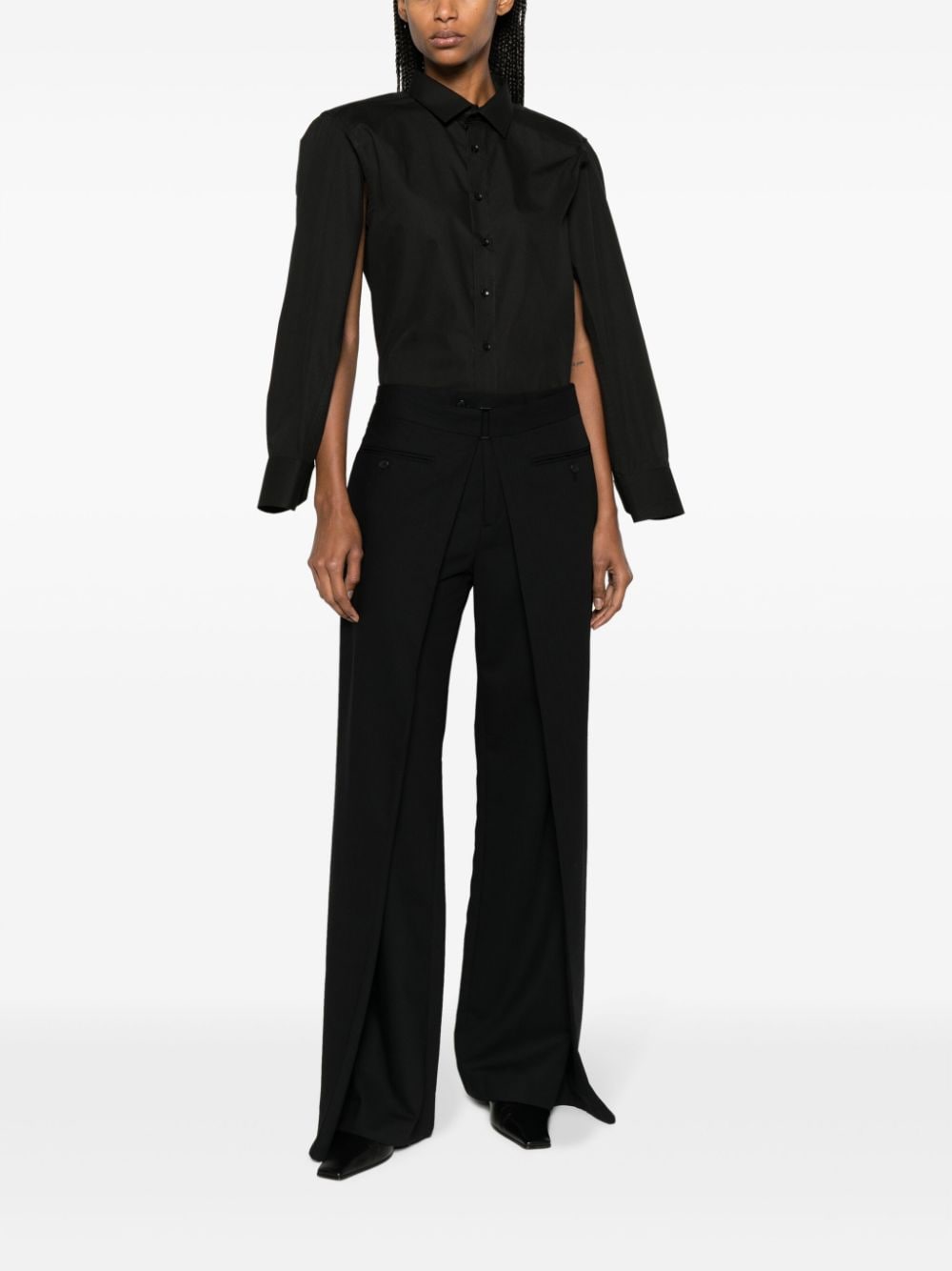 Shop Bettter Layered Wool Trousers In Black