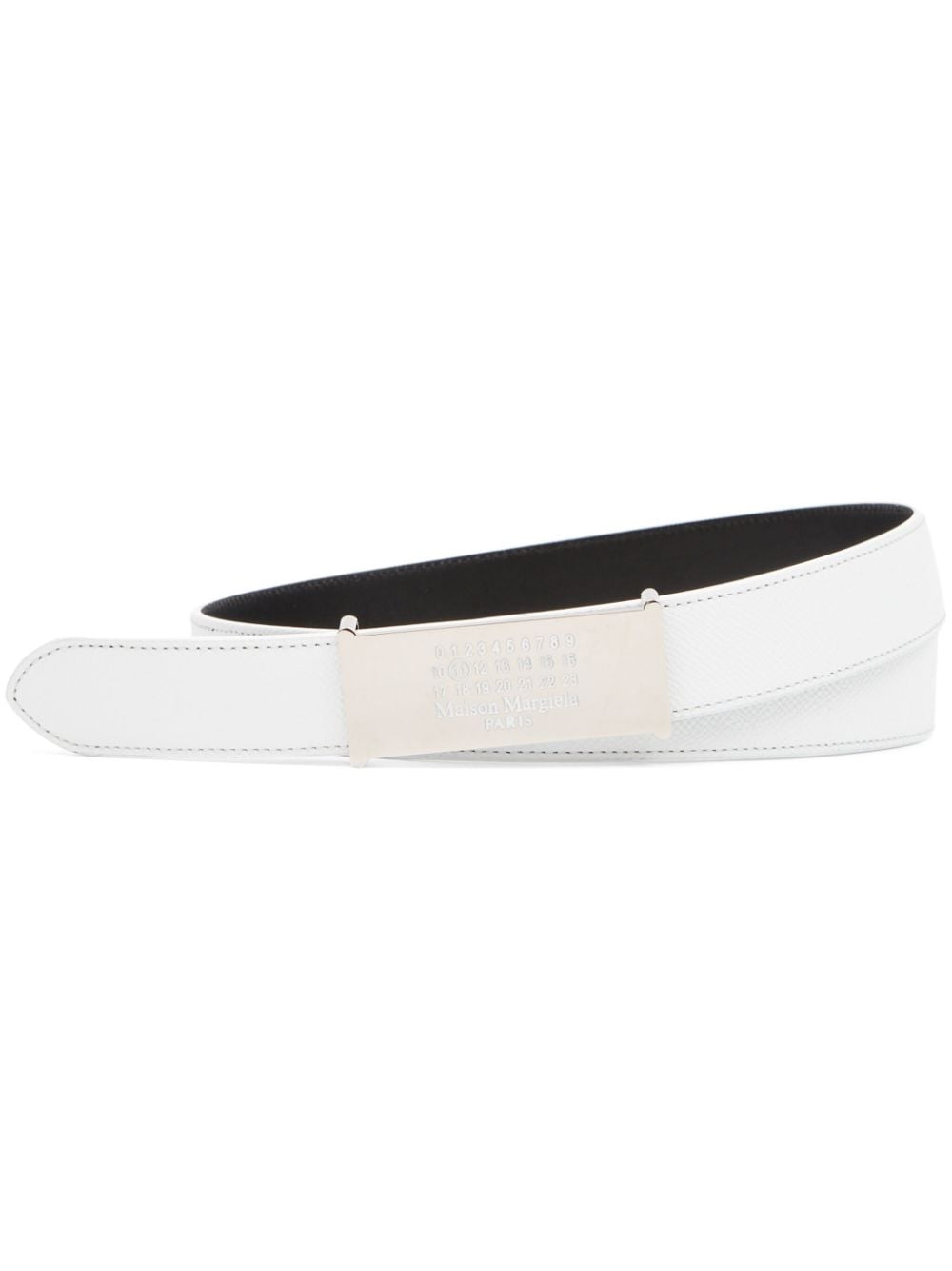 Maison Margiela Logo-buckle Reversible Leather Belt In White