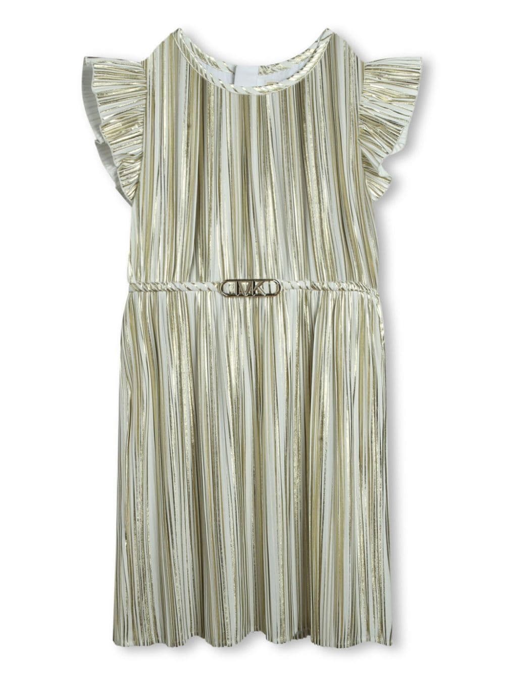 Shop Michael Kors Logo-plaque Pleated Minidress In White